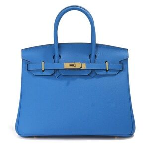 Genuine Leather Blue Handbag